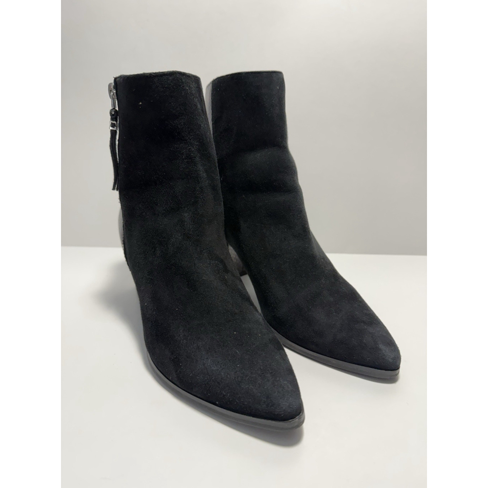 Michael Kors Womens Black Suede Leather Snakeskin Zip Block Mid Heel Boots 7.5 M